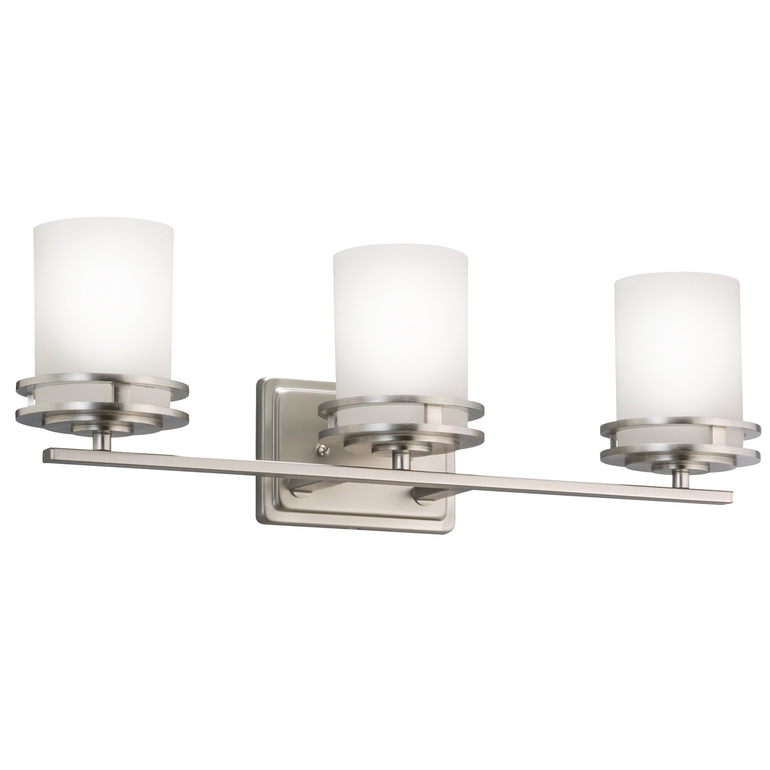 Kichler 5078NI, Hendrik Reversible Glass Wall Vanity Lighting, 3 Light, 300 Watts, Brushed Nickel