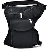 FiveloveTwo Small Multi-Purpose Drop Waist Leg Bag Canvas Hip Molle Pack Sport Camping Hiking Motorcycle Racing Pouch Black