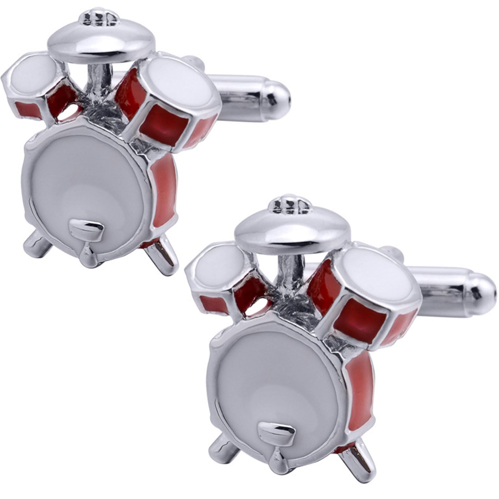 Jonwo Drum Kit Cufflinks Jewelry In Gift Box for Men Lady Music Fan Classic Tuxedo Shirt Cuff Links Unique for Business Wedding Party