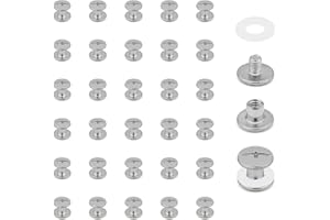 MABAHON 30 Sets Stainless Steel Leather Rivets 4x4mm Chicago Button Binding Screws Metal Rivet Leather Screws Fasteners Set S