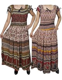 Wholesale Lot Of 2 Women Maxi Dress Off Shoulder Smocked Waist Rayon Flare WANDERING BEAUTY Sundress M/L