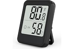 CANISFLAX Digital Hygrometer Indoor Thermometer, 2.7in Room Thermometer Humidity Meter w/High Accurate Sensor, Home Essentials Temperature & Humidity Monitor Gauge for Bedroom, Baby Room, Greenhouse (Black)