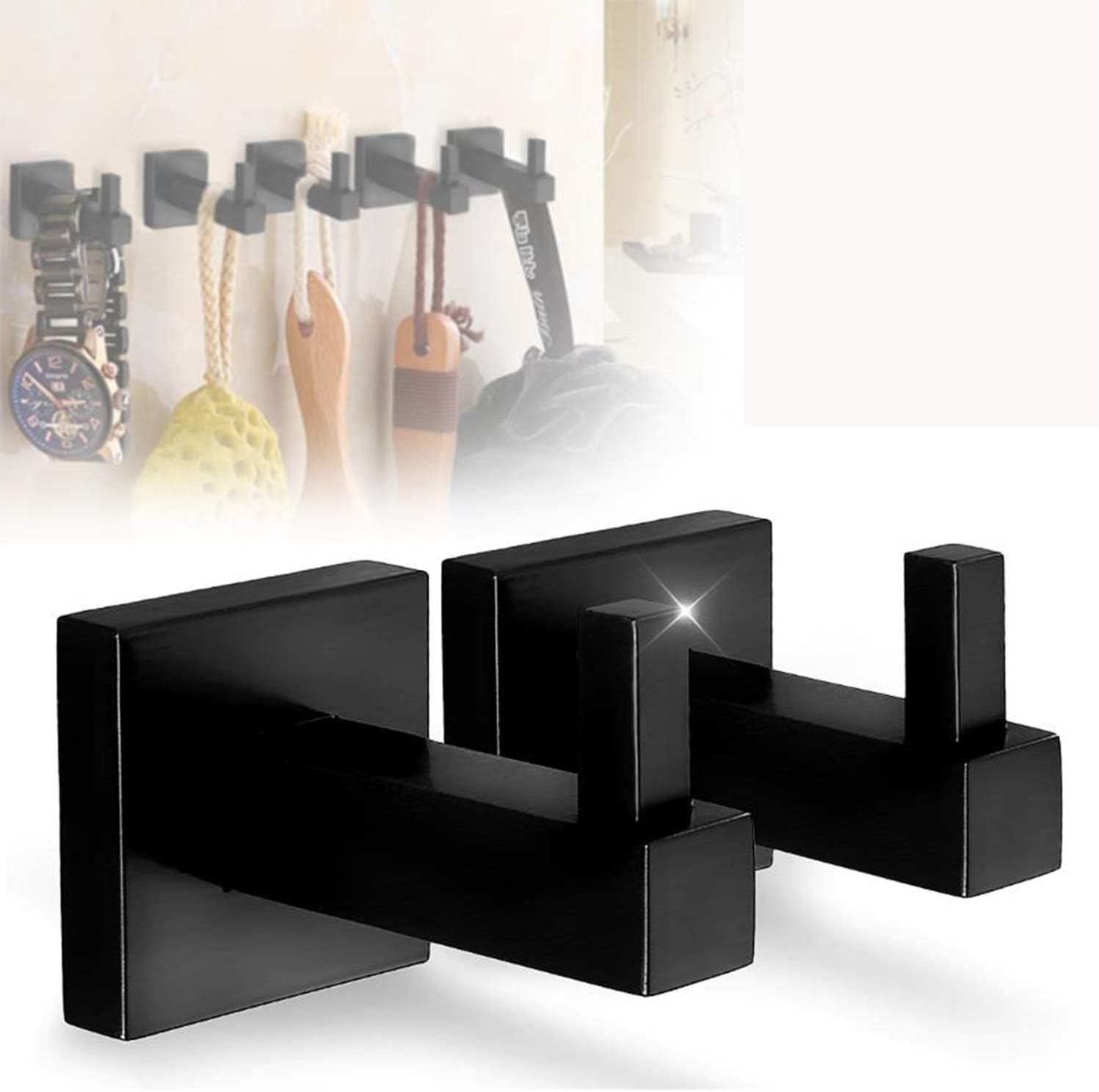 Toalleros Baño Toallero 2 Pice Mate Negro Acero Inoxidable ...