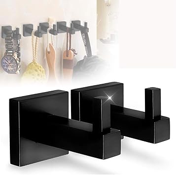 Toalleros Baño Toallero 2 Pice Mate Negro Acero Inoxidable ...
