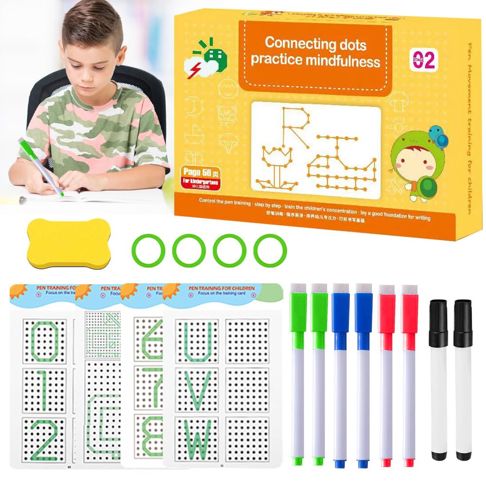 WDKXCN Scribble Smart Workbook, 56 Pages ScribbleSmart Workbook for Toddler, Scribble Smart Reusable Workbook, Magical Tracing Preschool Workbook Set for Toddlers, Fast-Track Young Minds