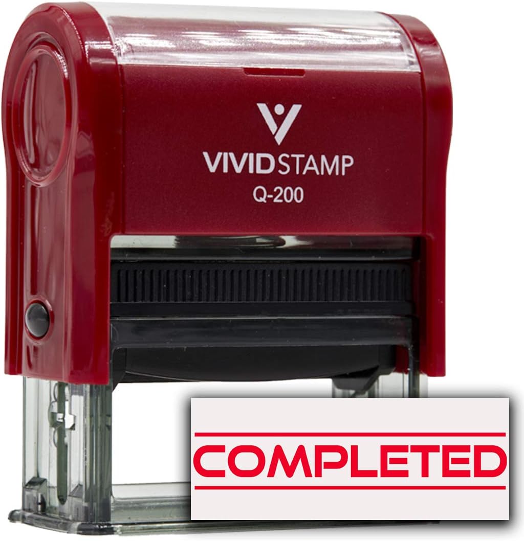 Completed Office Self-Inking Office Rubber Stamp (Red) - Medium