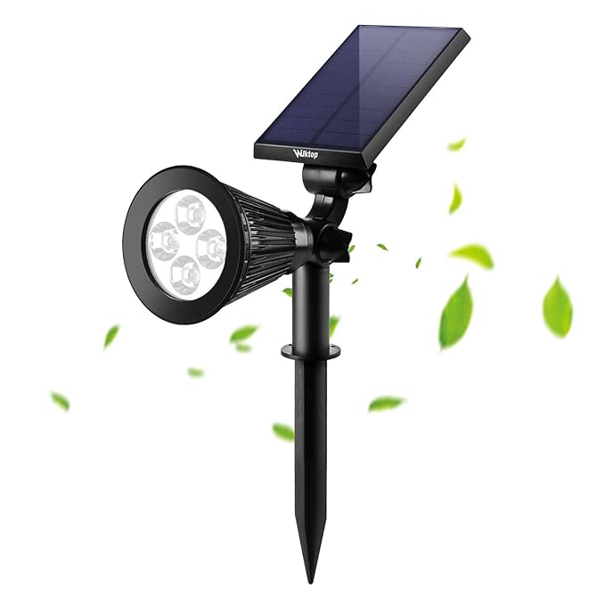 Wilktop LED Solar Strahler Solarleuchte Solarbetriebene Garten-Licht Landscape Beleuchtung Spotlight Warmweiß 3th Version Sup