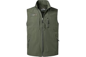 Herothorn Mens Quick Dry Fishing Vests Lightweight Sleeveless Jackets with Zipper Pockets for Travel Hiking