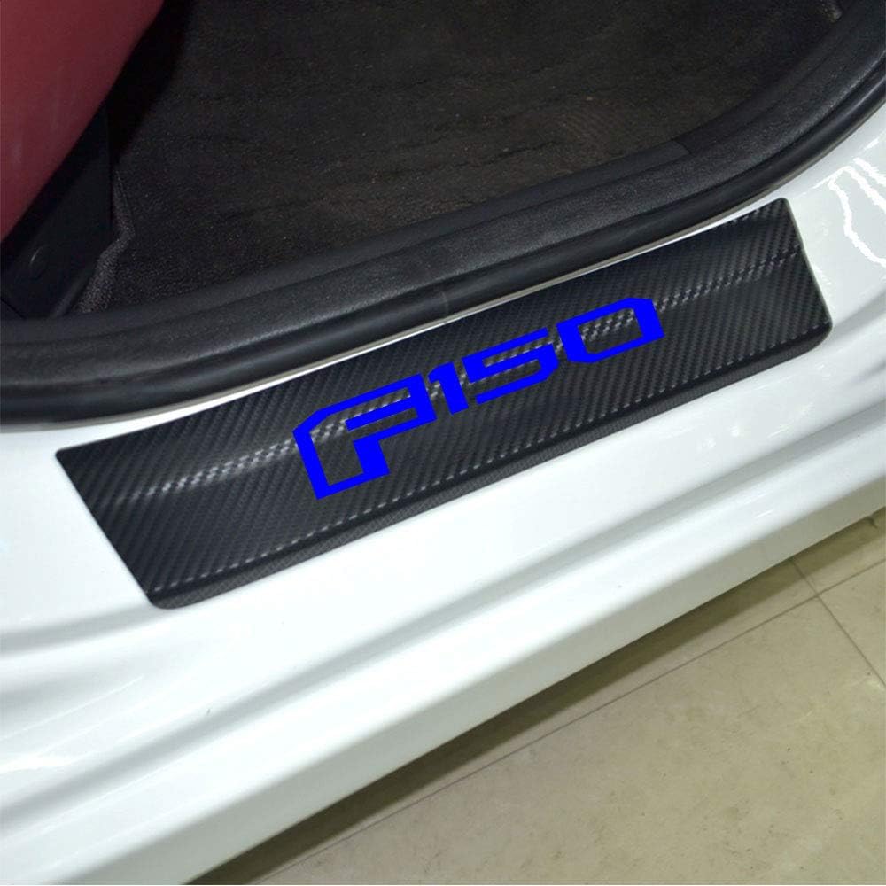 SENYAZON F-150 Decals Carbon Fibre Vinyl Reflective Car Door Sill Decoration Scuff Plate for Ford F-150 Car Accessories (Blue)