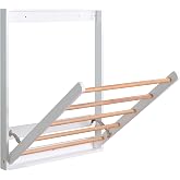 Facilehome Wooden Wall Mounted Clothes Drying Rack for Laundry Room,White | Solid Wood Crossbar|Space-Saving Design|Easy Installation|Wall-mounted Pull-down Folding Design