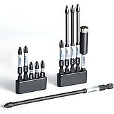 toolant Anti Slip Phillips Screwdriver Bits, #2 Magnetic Non Slip Impact Screwdriver Bits with CNC Machined Tips,11pcs Insert S2 Steel PH2 Driver Dit Set with Magnetic Bit Holder for Power Drill