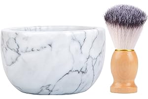aisiming Marble Shaving Bowl for Shaving Soap & Cream, Shave Soap Cup Keep Warm Better, Produce Rich Foam Shaving Mug, Easy to Lather, Shaving Cup Gift for Men(White Grey)