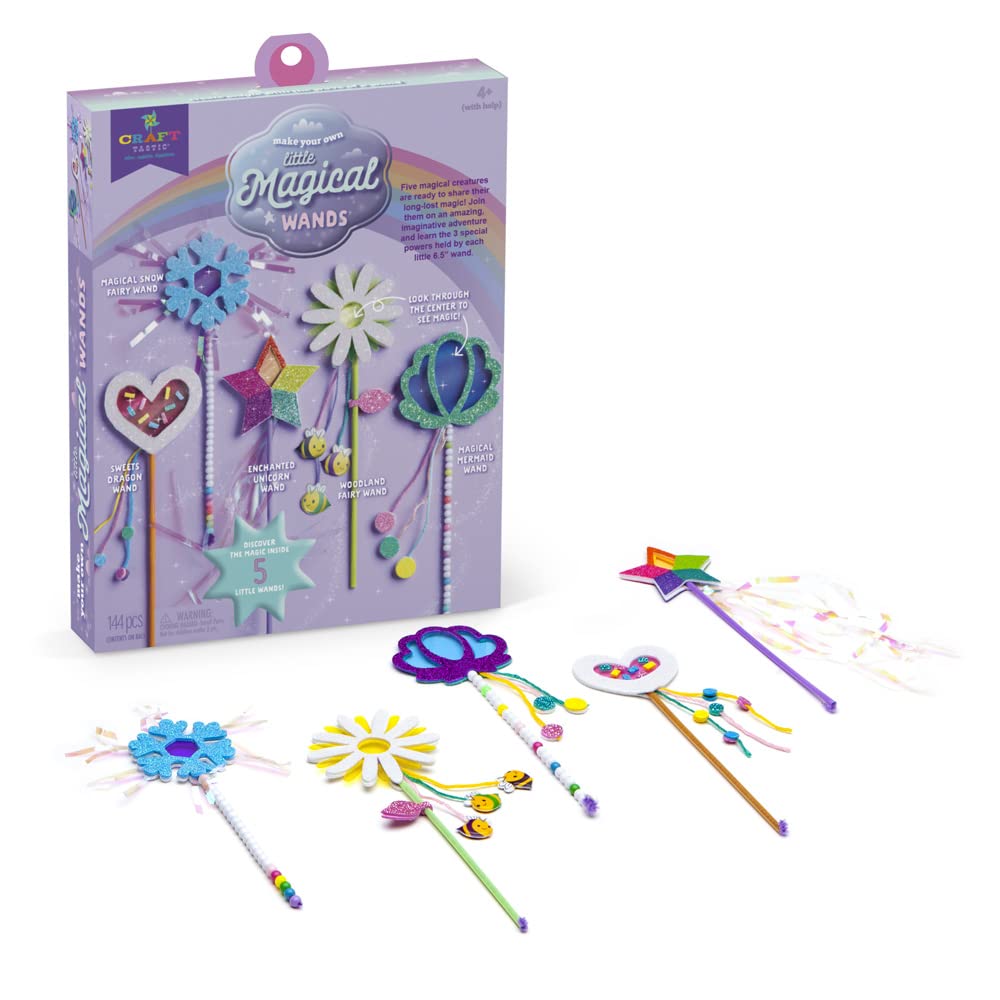 Craft-tastic — Make Your Own Little Magical Wands — Everything Included for 5 Fun DIY Magic Wands Art & Crafts Projects — Ages 4+
