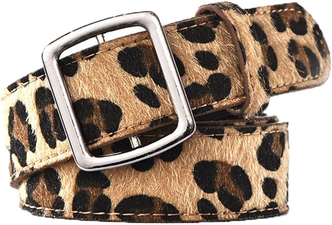 Leopard Print Belt For Women Female Grommet Eyelet Leather Waist Belt