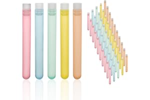 Okulab Test Tubes, Plastic Test Tubes with Caps, 50pcs 5 Colors Tampon Alcohol Tubes, with Flange Stopper for Lab, Classroom, Craft, TTP16B50