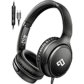 USB C Headphones Wired Headphones Over Ear with HD Mic, Corded Headphones/Lightweight/Foldable/Adjustable for iPad/Sports/School/Travel/iPhone 17/16/15, Samsung S25/S24, Google Pixel 9, Ideal Gifts