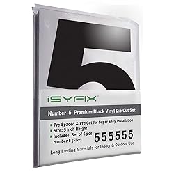 iSYFIX Black Vinyl Number 5 (Five) Stickers - 6