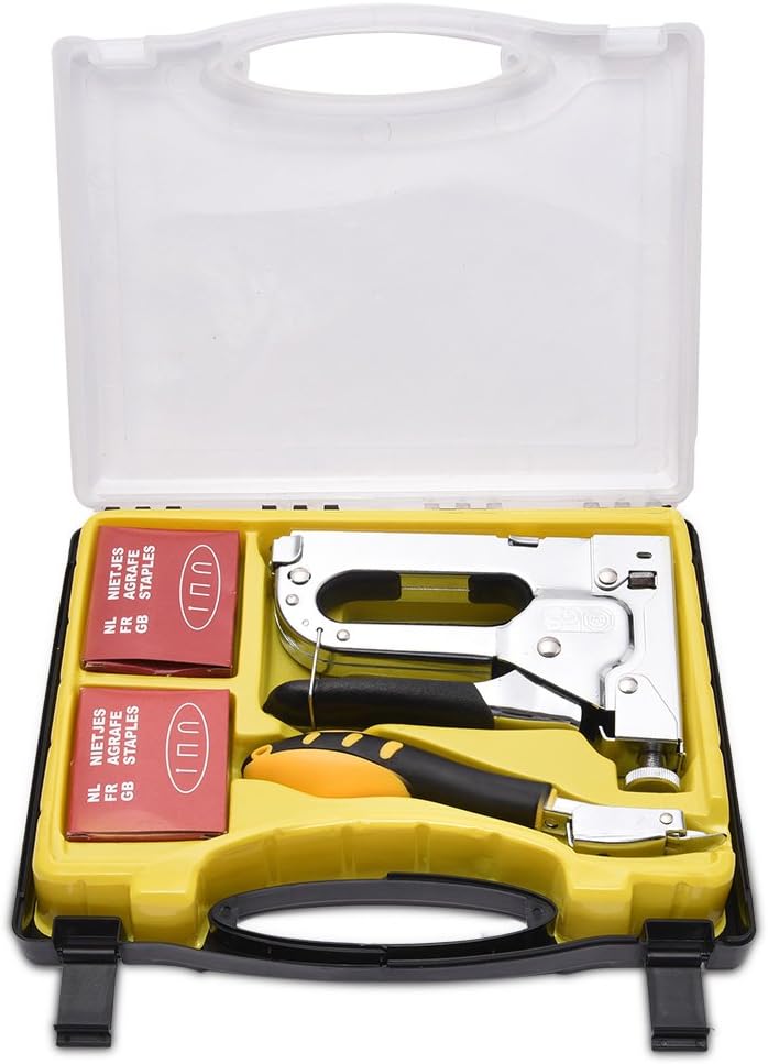 WOLFWILL 3 in 1 Heavy-Duty Staple Gun Kit with Remover Brad Nail Gun Bonus 3 Types Nail Set - - 