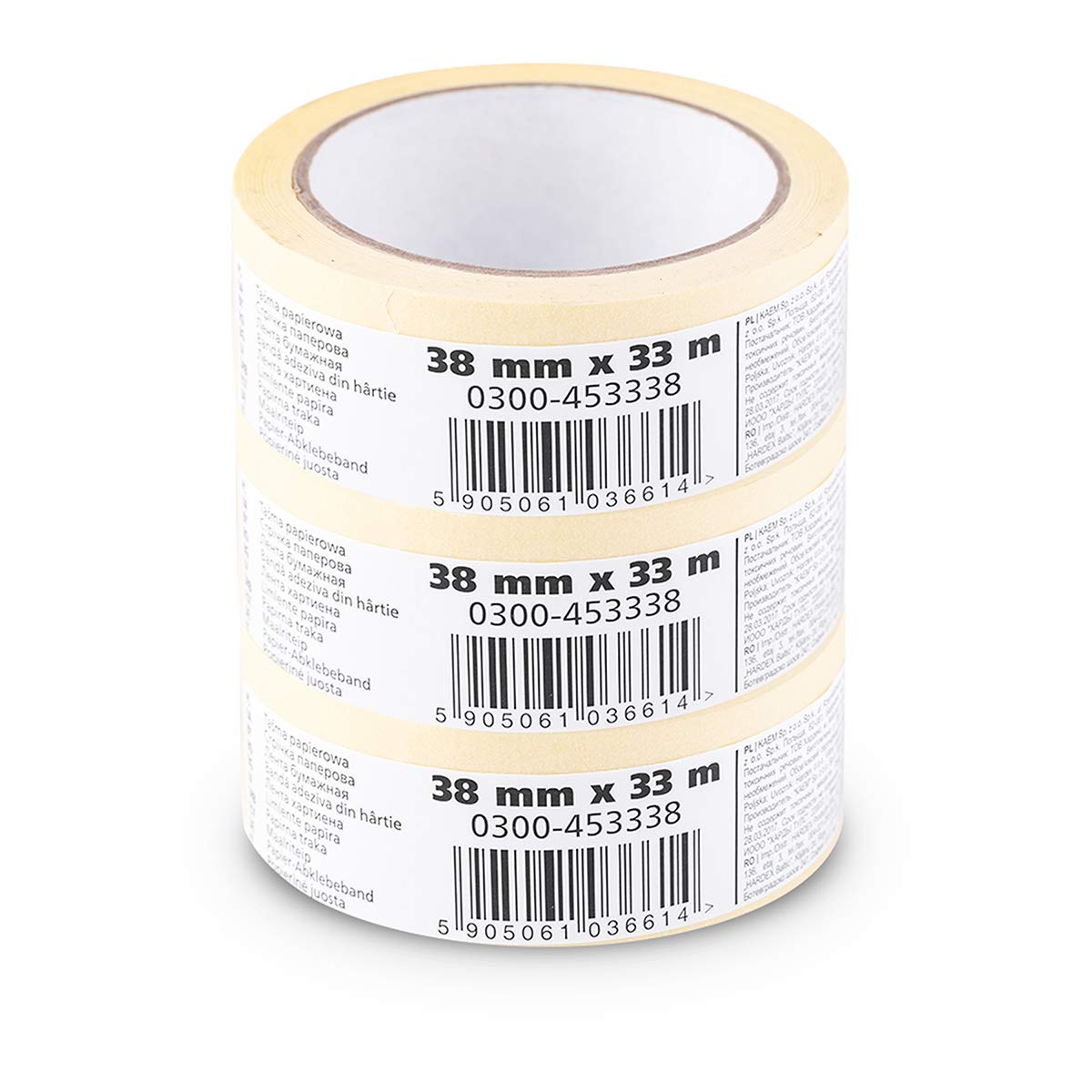 Scley Masking Tape, Width 38 mm, Length 33 m, Pack of 3 Painter's Tape, Painter's Masking Tape, Yellow, Tape for Painting Work Series *545*, A0303-450138