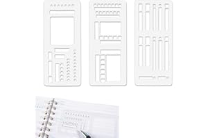 Penitue 3pcs Planner Stencils Templates, Multifunctional Record Templates Reusable Handmade Flexible Drawing Tool for Journal