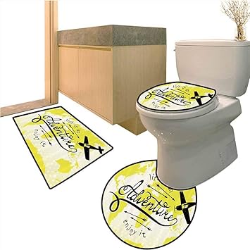 Juego de 3 alfombras de baño de microfibra lavables con diseño de