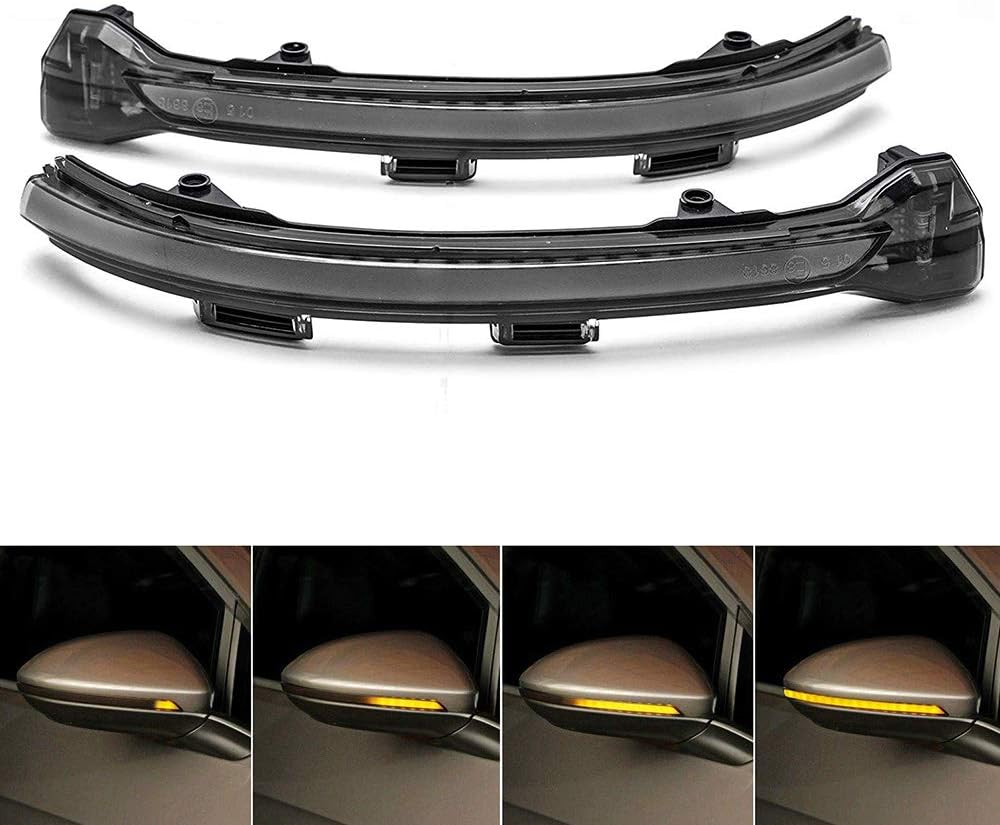AQIMY Smoked Side Mirror Sequential Blink Turn Signal Light for 2015-2018 Volkswagen MK7 Golf GTI Dynamic Turn Signal Lights