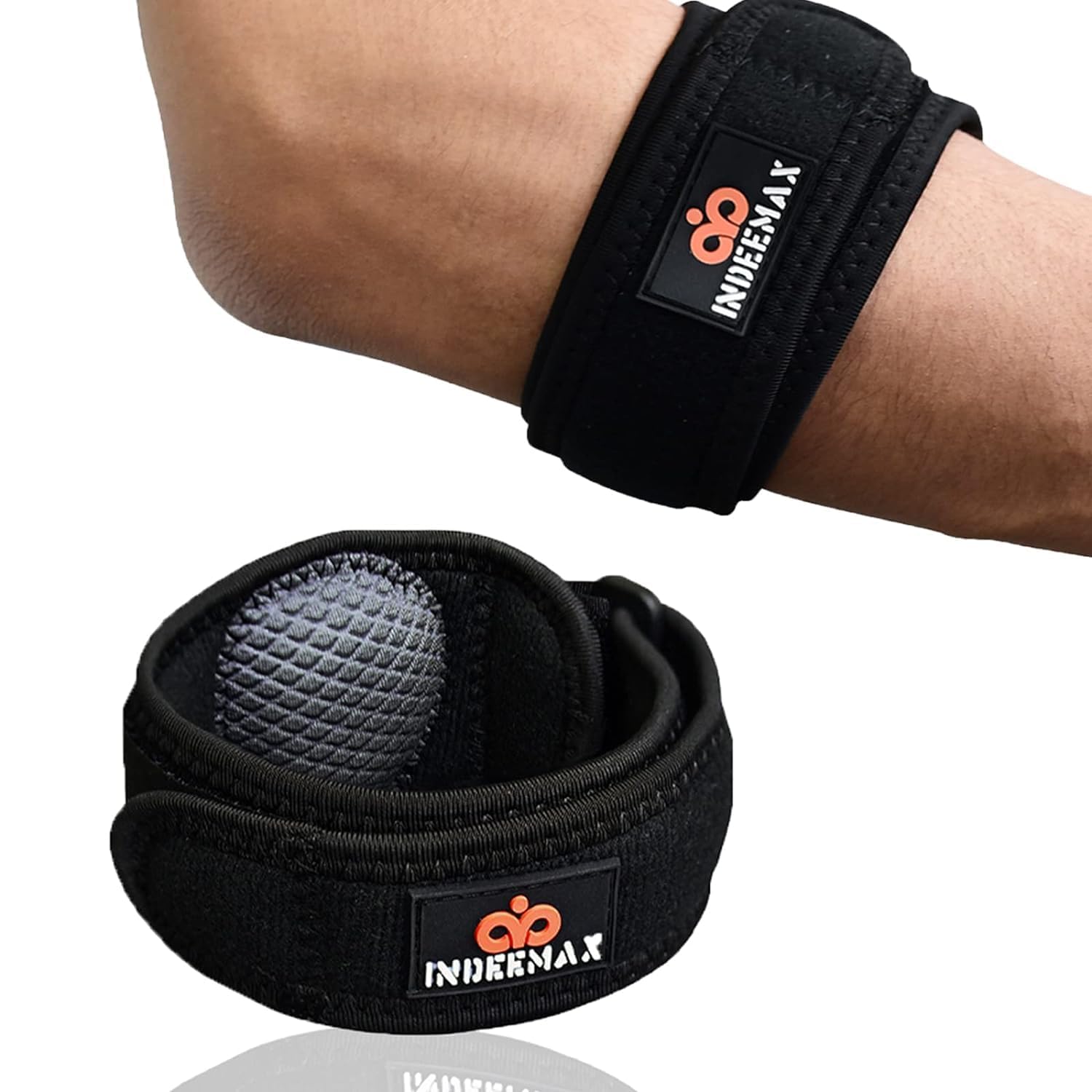 INDEEMAX Tennis Elbow Support Strap 2Pack, Golfers Elbow Support for Pain Relief Tendonitis, Adjustable Elbow Brace Forearm Band with Compression Pad, Elbow Support for Men Women