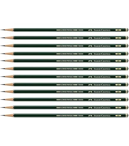 Crayon à Papier Faber-Castell 9000 HB - Lot De 2, Mine Résistante, Vernis écologique - Pour Dessin, écriture, école