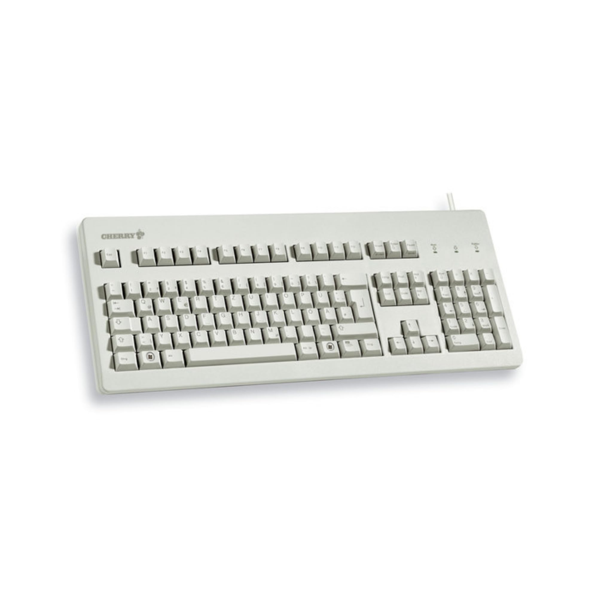 CHERRY G80-3000, Wired Mechanical Keyboard, EU Layout (QWERTY), USB-Connection, Robust, Programmable Keys, MX BROWN Switches, Light Grey