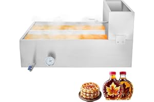 EXPLOREHORIZON 24x36x18.5 Maple Syrup Evaporator Pan, 69.2Gal/262L Stainless Steel Maple Syrup Boiling Pan with Pre-Heating Tank, 2 Valves and Thermometer, 3 Heating Methods, Seamless Welding, for Indoor, Outdoor