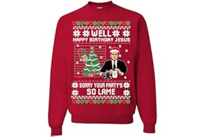 WILD BOBBY Well Happy Birthday Jesus Ugly Christmas Sweater Mens Womens Crewneck Sweatshirt