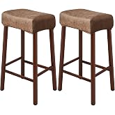 FUANGUI Bar Stool Covers Set of 2, Bar Stool Chair Cover Slipcovers | Rectangle Faux Leather Looking Stretch, Counter Stool Covers for Kitchen Pub Dining Room Retro Style Home Deco- Camel