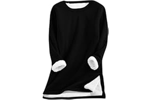 YRAETENM Fleece Sweatshirts for Women Warm Sherpa Lined Crewneck Pullover Soft Casual Loungewear Winter Thermal Tunic Tops