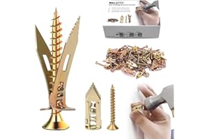 BULL TALE Drywall Anchors and Screws kit Self Drilling Drywall Anchors,New Drywall Screws and Anchors Drywall Anchors and Door Hinge Repair Tool Easy for Fixing Statues,Pergolas,Outdoor Decor(1.18IN,50pcs)