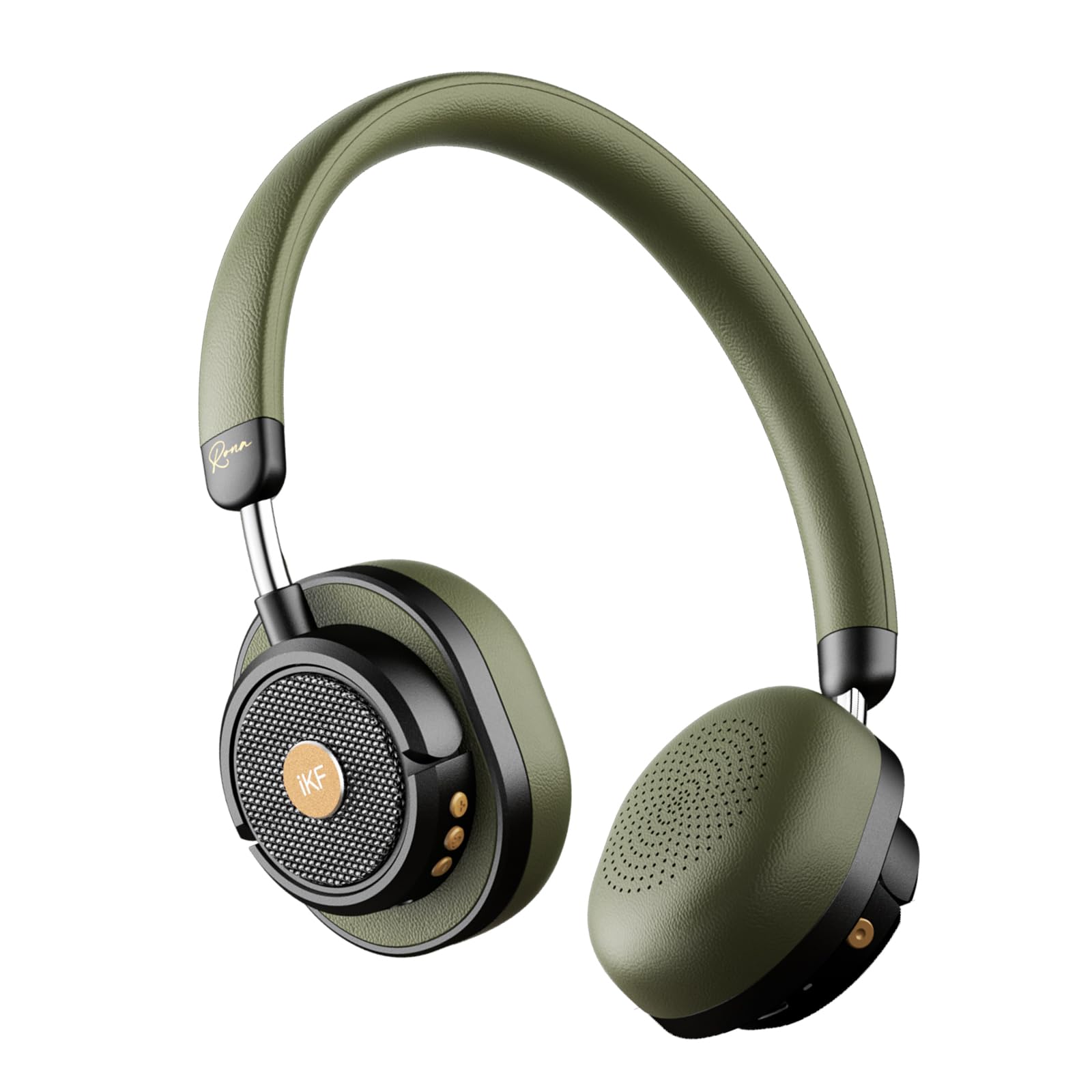 iKF Rona Retro Bluetooth Headphones, Adaptive Noise Cancelling Wireless On Ear Headest, Hi-Res Audio, 75H Playtimes, Comfortable with 5 Mic, Ambient Sound, Vintage Style for Travel, Office(Green)