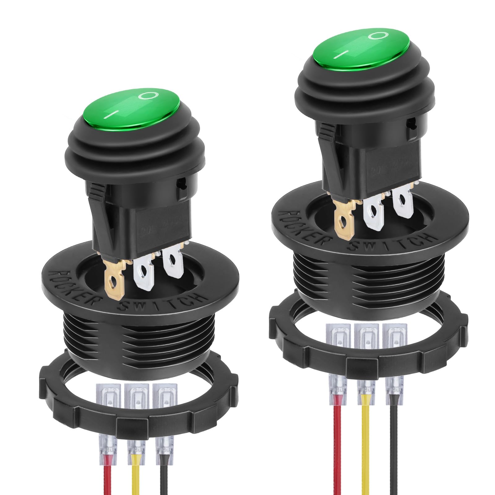 Photo 1 of Round Rocker Switch, 12V Toggle Switch, Waterproof Lighted LED On/Off Switch for Car, Marine Toggle Switch, Automotive Power Switch, SPST 3 Pin