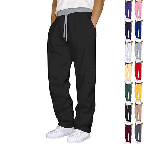 Tracksuit Bottoms Men, Joggers for Men UK, Jogging Bottoms Loose Fit Winter Baggy Sweatpants Elasticated Waist Casual Pants Mens Trousers
