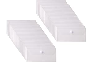 YESSART Clear Plastic Cash Envelopes 3.9 x 7.8 Money Pouch Bank Deposit Bag Check Wallet 40 Pack Hook Loop Closure