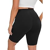 AusLook Plus Size 8" Biker Shorts for Women High Waist Tummy Control Fitness Athletic Workout Running Yoga Gym Shorts