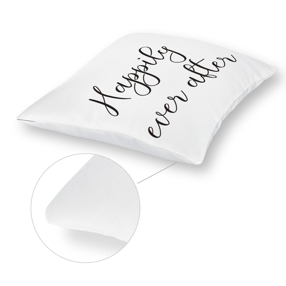 FabricMCC Throw Pillow Cover 18 Inch Quote Words Square Decorative Canvas Cushion Cover Throw Pillowcase for Couch (happily)