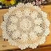 kilofly Crochet Cotton Lace Table Placemats Doilies Value Pack, 4pc, Rosary, Beige, 15 inch