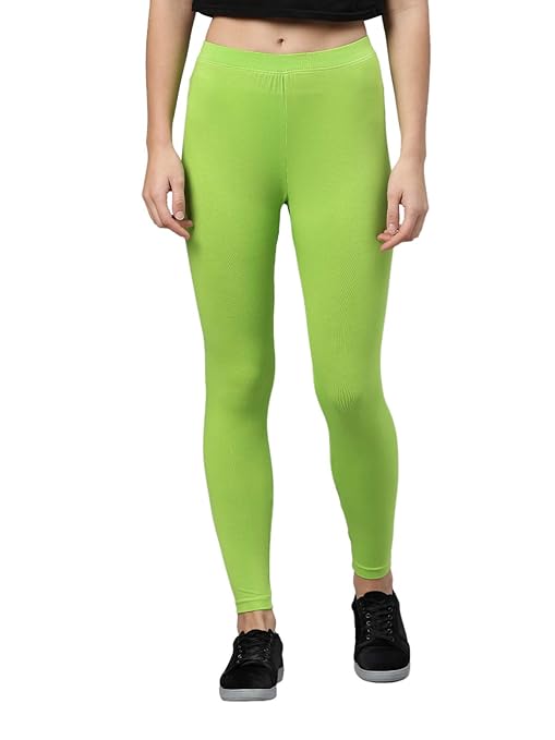 Buy Kryptic Women Solid Cotton Casual Leggings(S; Light Green) at Amazon.in