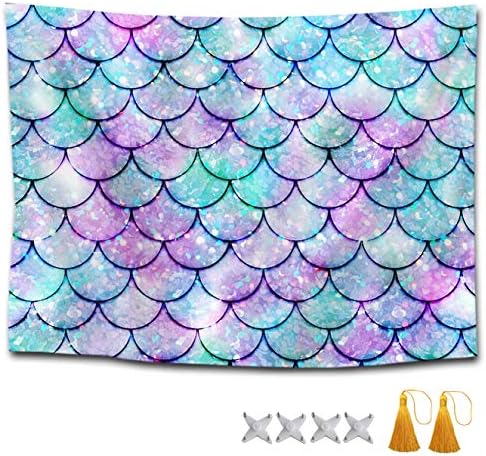 CXLETTI Bohemian Tapestry Sparkling Mermaid Fish Scales Wall Hangings Wall Decor,40x60 inches Multipurpose Tapestries Bed Cover/Table Cloth/Picnic Blanket/Couch Cover/Bedspread