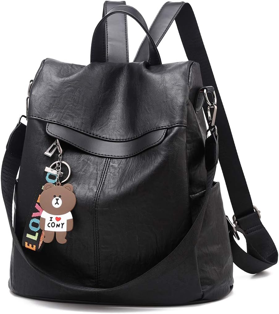 Women Backpack Anti-theft Waterproof Casual Rucksack Purse PU Leather Lightweight School Shoulder Bag