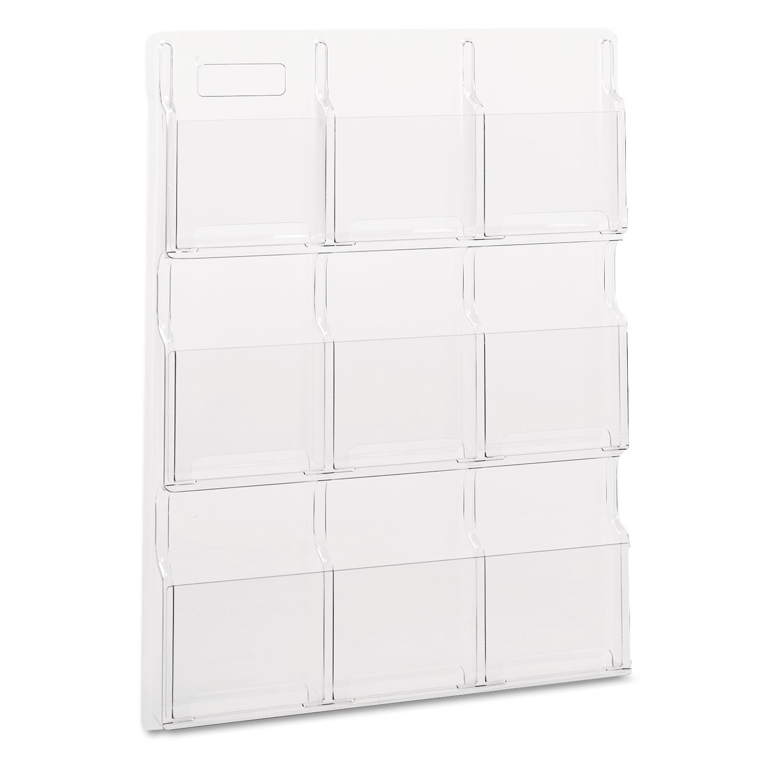 Safco Reveal Literature Rack, 9 Compartments Magazine Holder, Wall-Mounted Brochure Organizer, Acrylic, Clear