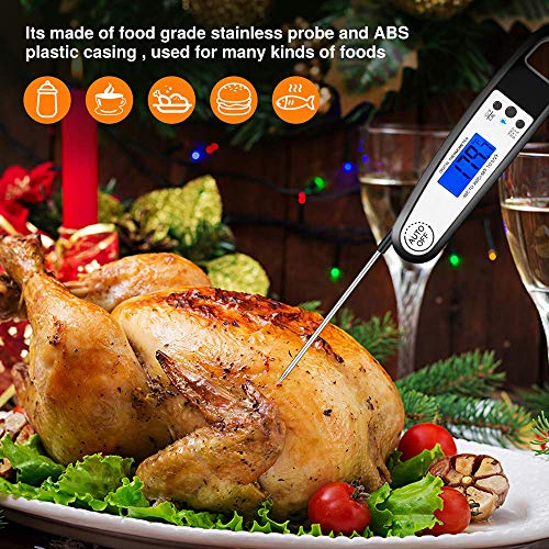 EldHus Digital Instant Read Meat Thermometer with Beer Screwdriver Waterproof Kitchen Food Cooking Thermometer with Backlight Fast Reading Electric Meat Thermometer Probe for BBQ Grilling Smoker Baking
