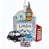 London England Icon Landmarks Glass Christmas Tree Ornament Travel Decoration
