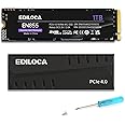 Ediloca EN855 Internal Gaming SSD with Heatsink 1TB PCIe Gen4, Up to 7400MB/s, NVMe M.2 2280, 3D TLC NAND Flash, Solid State Drive, Configure DRAM Cache, Compatible with PS5 and PC