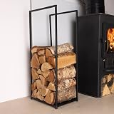 CHARLES BENTLEY Tall Black Matte Contemporary Log Holder 10KG Firewood Storage view 2