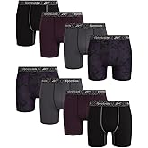 Reebok Mens Boxer Briefs - 8 Pack Stretch Performance Moisture Wicking 6" Inseam Mens Underwear Boxers with Contour Pouch